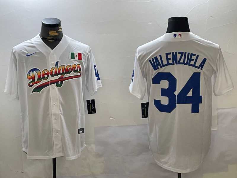 Mens Los Angeles Dodgers #34 Fernando Valenzuela white Authentic Collection Stitched MLB Jersey